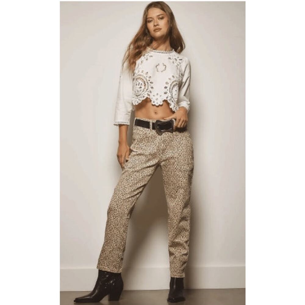 Pilcro Anthropologie The Wanderer Mid-Rise Relaxed Animal‎ Print Jeans Size 27